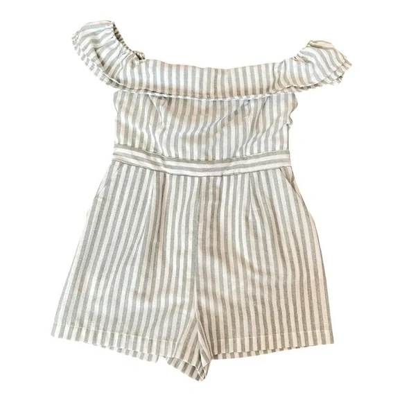 Lulu's White and Green Off-Shoulder Jumpsuit - Picture 8 of 14